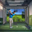 Cage de conduite YUNIC avec structure en métal robuste, écran d'impact de simulateur et tapis de frappe de golf pour l'entraînement en intérieur ou en garage-116482418