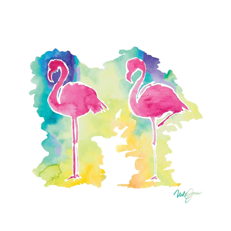 Sunset Flamingo Square II by Nola James - Wrapped Canvas Painting, 30.48 cm H x 30.48 cm W