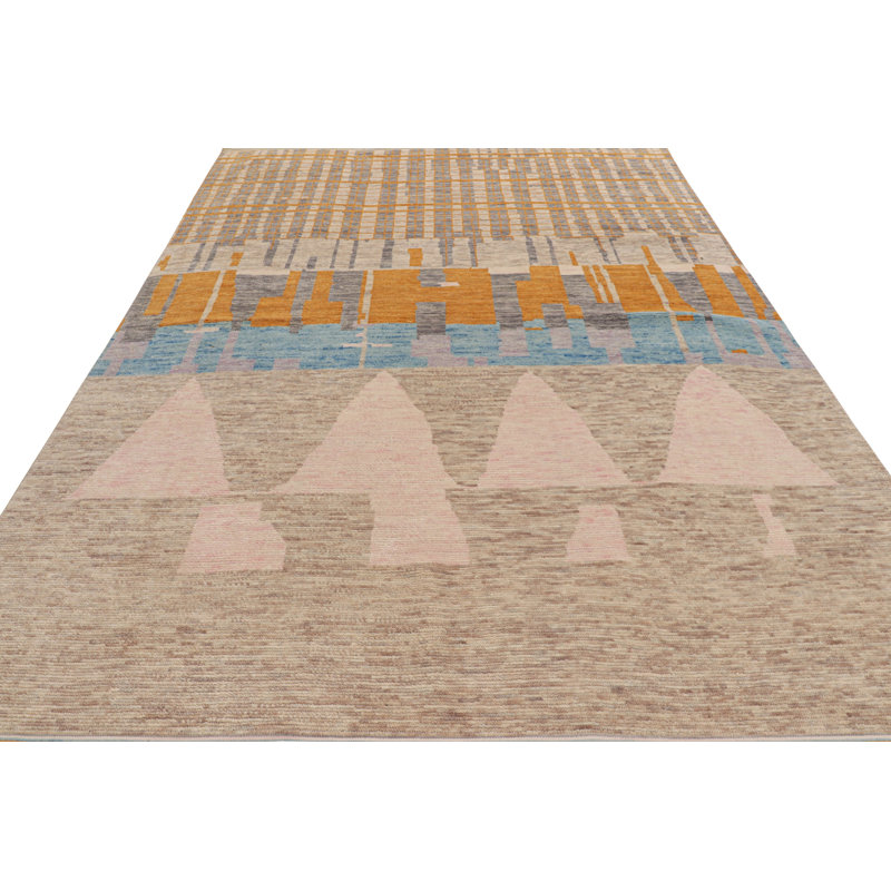 Moroccan Hand Knotted Wool Area Rug, Rectangle 5' x 7'