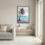 Art mural sur toile de palmier noir et blanc sur sable avec océan turquoise-133915778