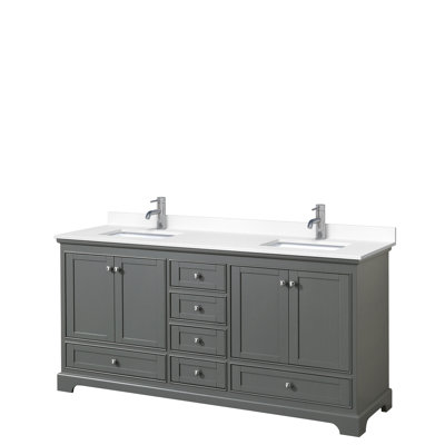 Deborah 72'' Double Bathroom Vanity with Marble Top