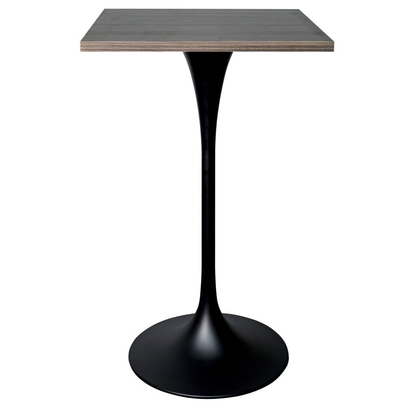 Travis 24" Square Bar Height Table With MDF Top And Stainless Steel Pedestal Base - Dining Table For Modern Home And Kitchen