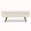 Banc ottoman de rangement ovale avec pieds en bois d'hévéa, tissu beige, solution d'assise et de rangement polyvalente pour n'importe quelle pièce