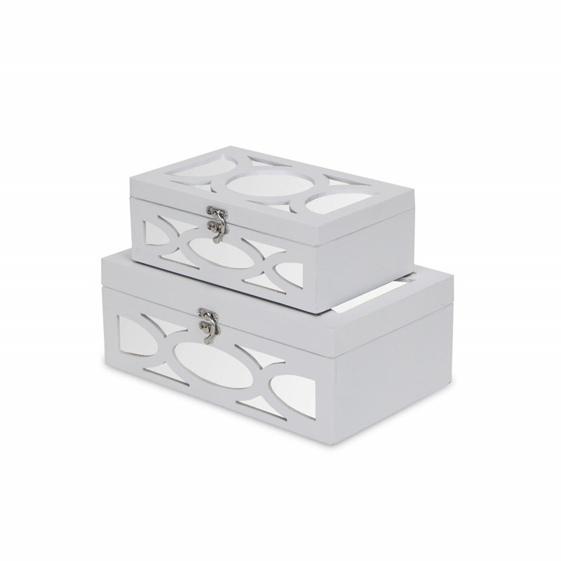 Ensemble de 2 boîtes en bois Mayes, Blanc