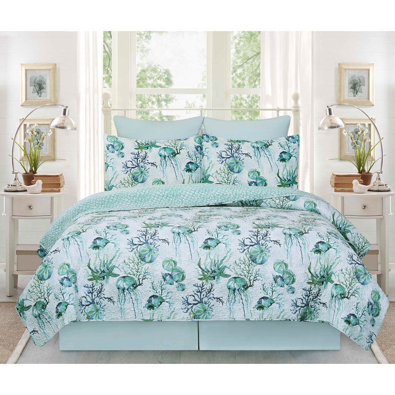 Shorecrest Black Cotton King Quilt Set
