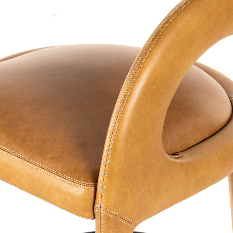 Hawkins Upholstered Bar Stool with Solid Wood Frame with Metal Frame, Sonoma Butterscotch/Top Grain Leather