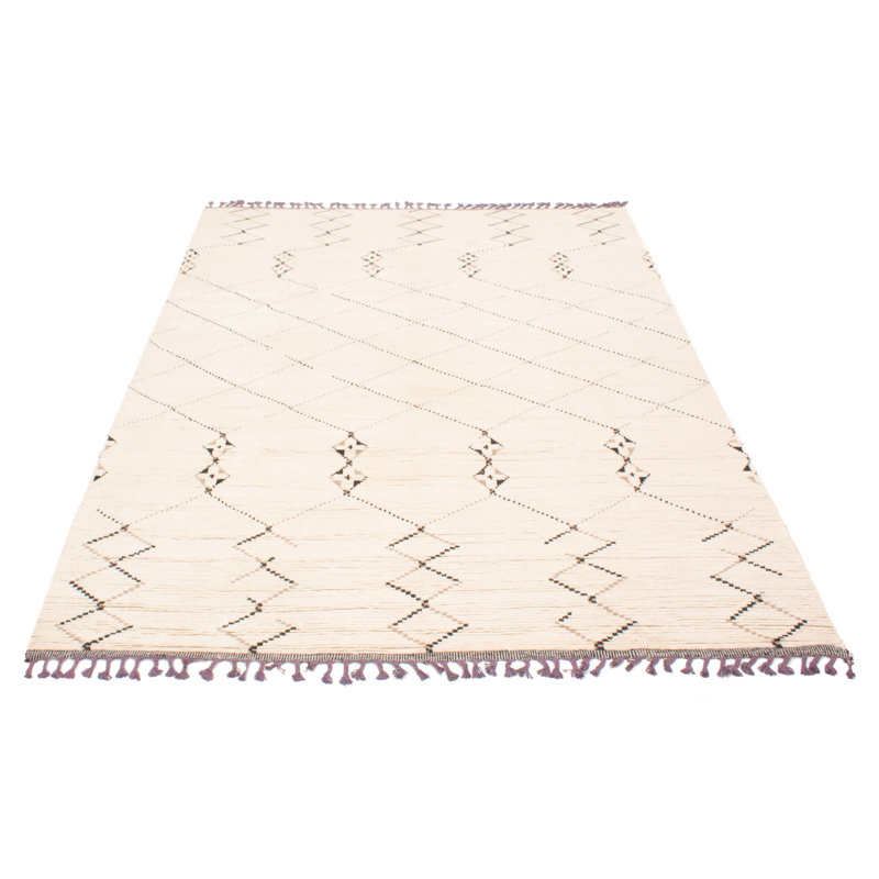 Tapis unique en laine noué à la main 7 pi 11 po x 10 pi 11 po nouvel âge Hedon en noir / crème / taupe