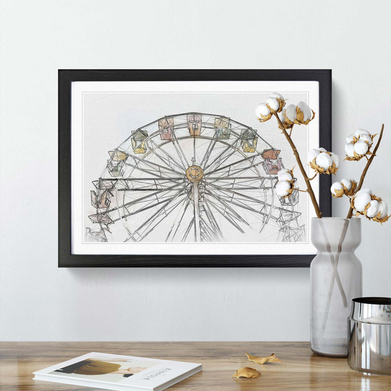 Colourful Ferris Wheel in Abstract - Picture Frame Graphic Art Print, Black Framed, 62cm H x 87cm W x 2cm D