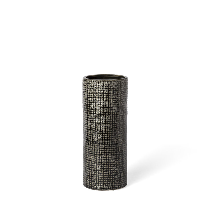 Vase de table en céramique noire Vaila, H 9,8 po x l 4,1 po x P 4,1 po