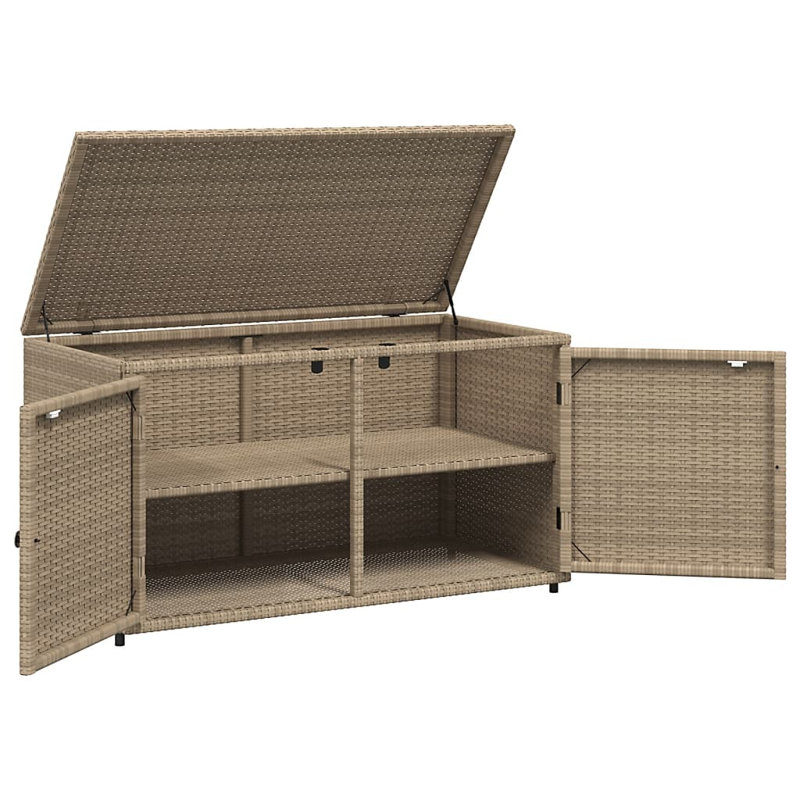 Garden Storage Cabinet 110X55x60.5 Cm Poly Rattan, Beige