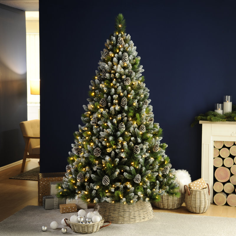 Lighted Artificial Pine Christmas Tree, 6.89ft H x 4.2ft W x 4.2ft D