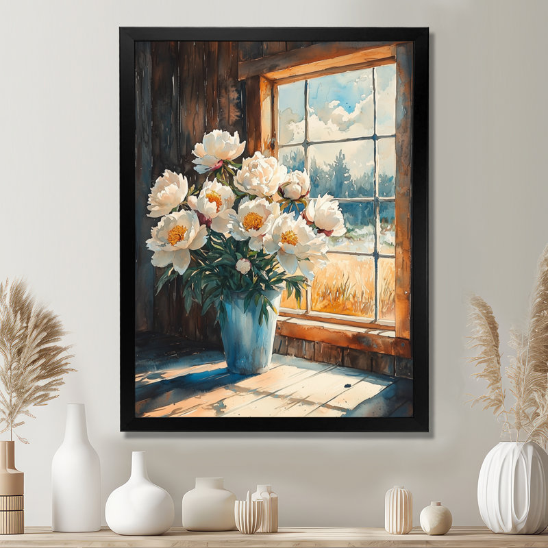 Barner - Floral Canvas Art Print, Black, 20" H x 12" W, Single Picture Framed Print