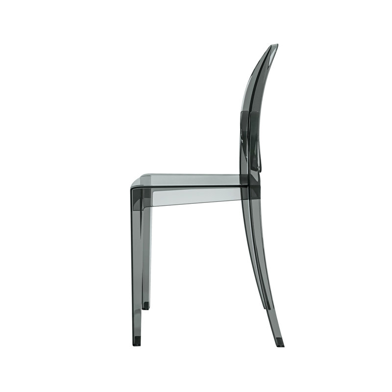 Ensemble de 4 chaises empilables en acrylique gris foncé Ghost, Grey, Grey