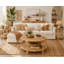 Table basse ronde en rotin beige