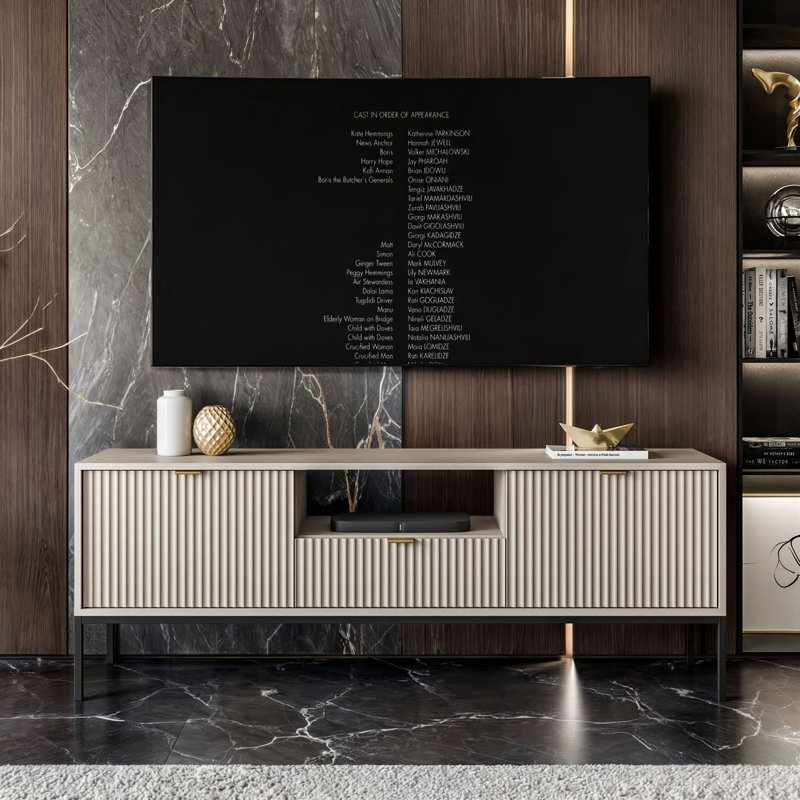 Unfinished TV Stand for TVs up to 58", Cashmire/Black