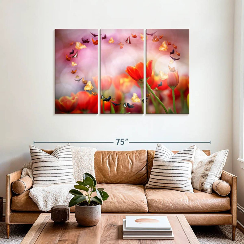 Hardie Tulips And Butterflies, 36" H x 57" W