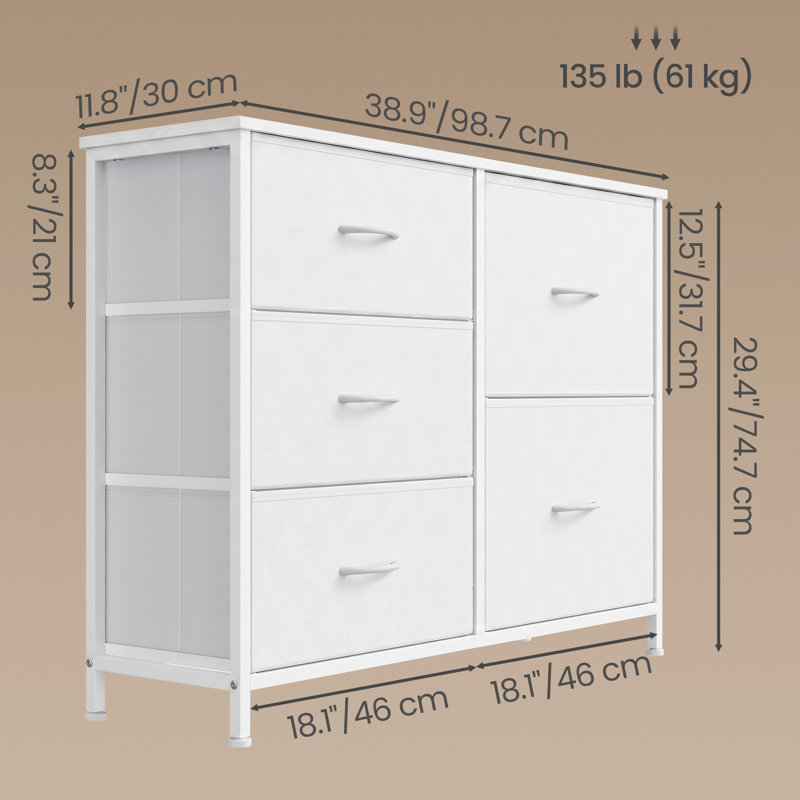 5 Drawer Storage Drawer, White