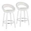 Tabouret de comptoir à hauteur fixe avec pivot en bois blanc et similicuir avec repose-pieds rond chromé - ensemble de 2-492273582