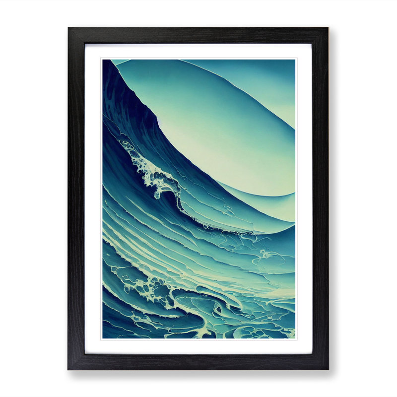 FRM-V0523-1621X Ocean Sea Abstract Art Vol.3 - Picture Frame Print, 64cm H x 46cm W x 2cm D, Walnut