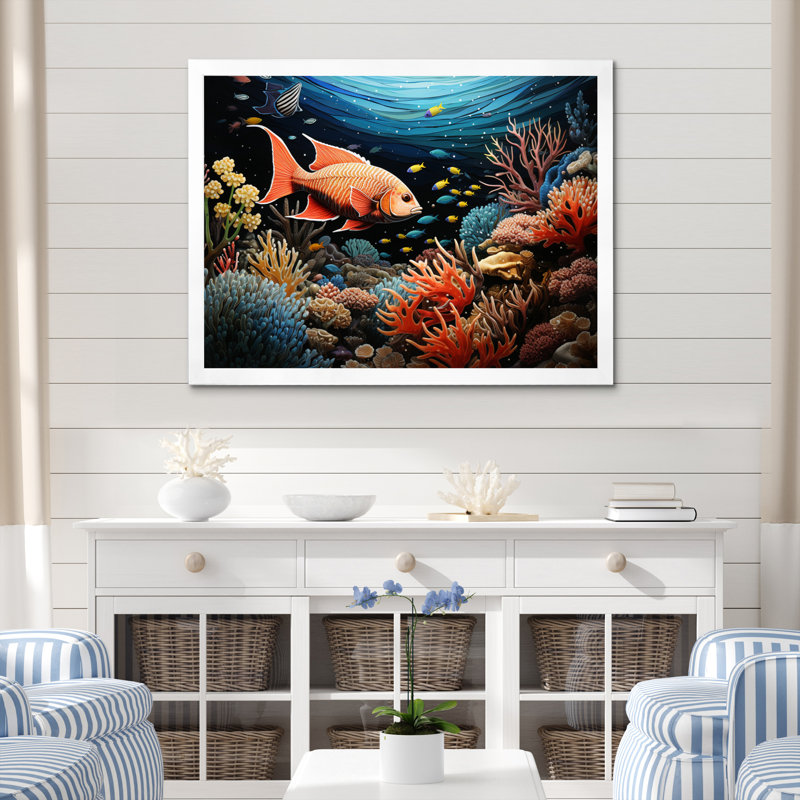 «Beach Photo Surf And Turf I» - Art mural sur toile nautique et plage, H 16 po x l 32 po x P 1 po, Cadre simple blanc