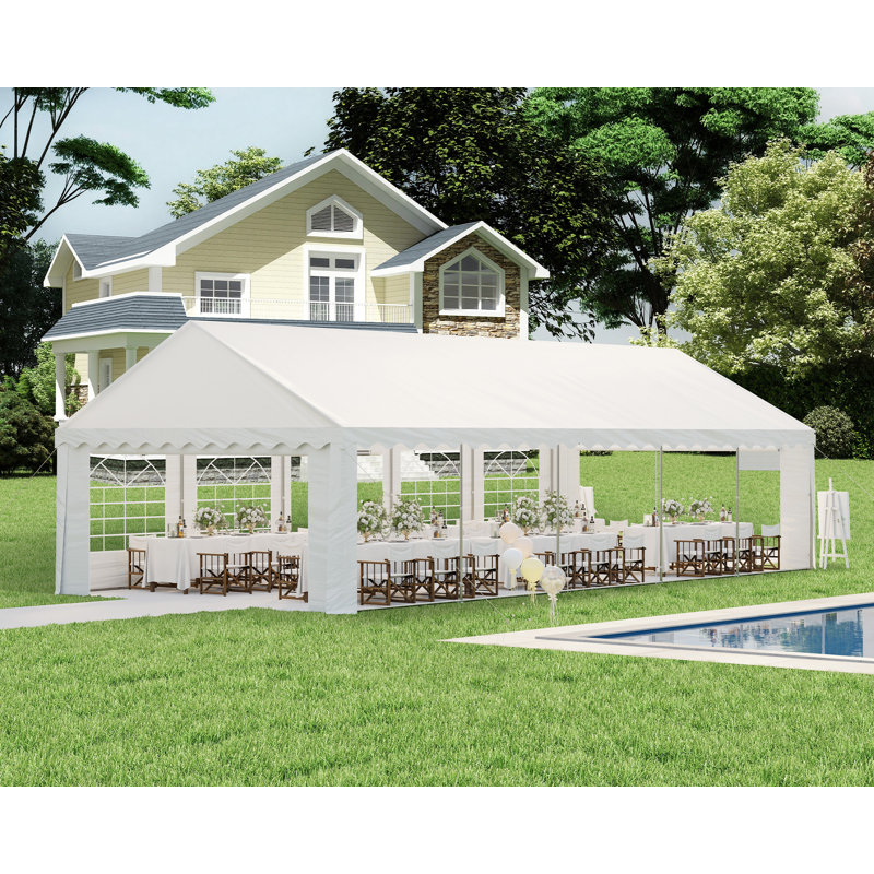 16Ft X 32Ft Canopy with Rolled Sidewalls,White, 16 (ft.) x 32 (ft.), White