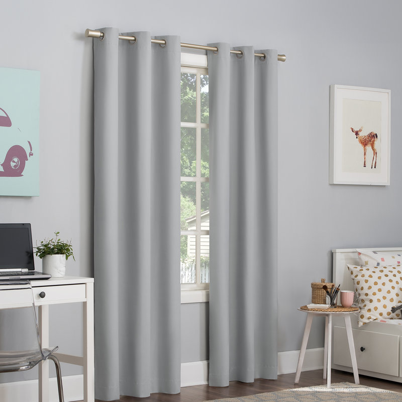 Bright Vibes 100% Blackout Grommet Curtain Panel, 40" x 96", Silver Gray