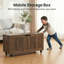 Coffre de rangement de 39,4 pouces, coffre de bout de lit, banc de rangement surdimensionné en bois avec 4 roulettes et charnières de sécurité, organisateur de tabouret à chaussures multifonctionnel pour le salon de la chambre à coucher d'entrée, assemblage facile et peu encombrant-129208436-129210486