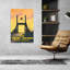 Affiche murale vintage Nigeria Gateway Sunset, style rétro vintage, avec oiseaux abstraits et coucher de soleil sur la ville.-2002283486