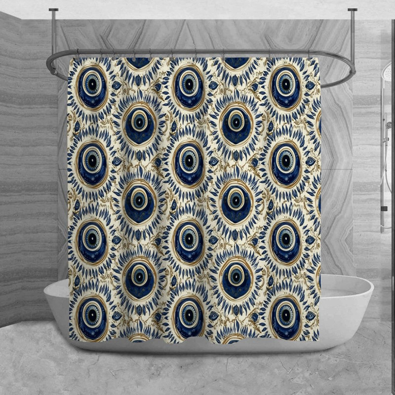 Evil Eye Shower Curtain Awesome Bathroom Decor Blue, H 73 po x l 70 po