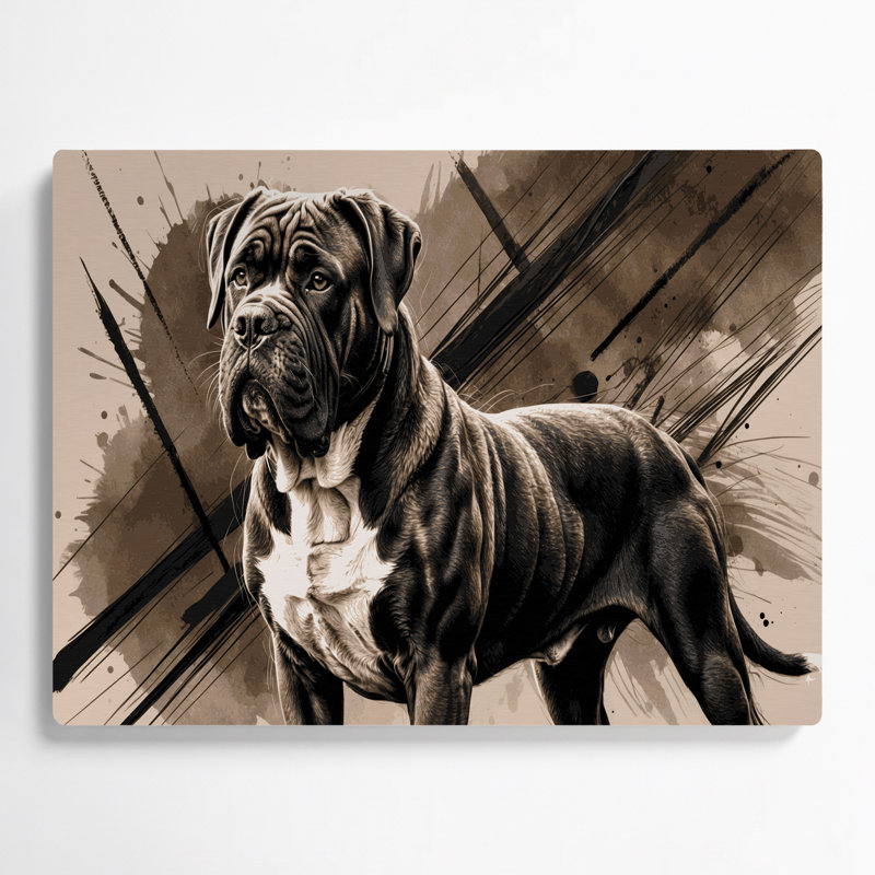 Chiens, mastiff napolitain, art mural en métal brun, H 12 po x l 18 po