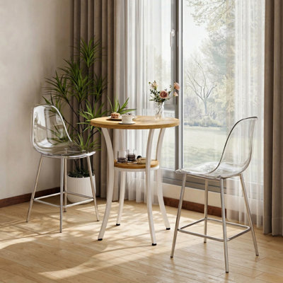 Modern Transparent Acrylic Counter Height Bar Stools with Metal Legs (Set of 2-4)