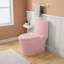 Toilette monobloc en céramique rose à motif floral de 43 cm (17 pouces) avec abattant allongé à fermeture douce et double chasse d'eau-135802431