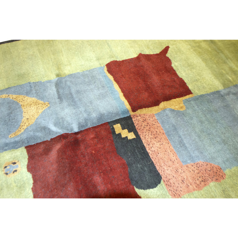 Hand Knotted Wool Area Rug in Multi