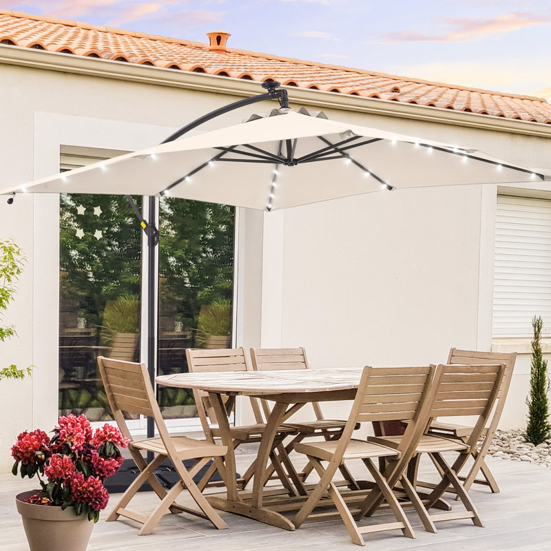 Parasol de marché carré lumineux 8 pi 2 po Moncerath, Beige