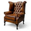 Chesterfield 3 Seater Sofa + 2 X Queen Anne Chairs Leather Sofa Suite Offer-673796025