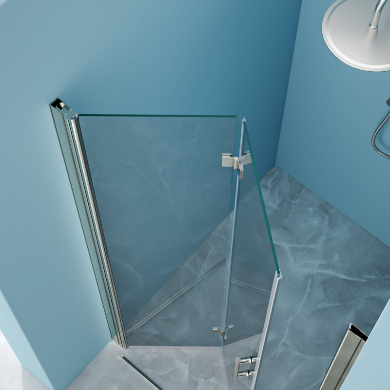 30"W X 72"H Fold Frameless Shower Door With Tempered Glass