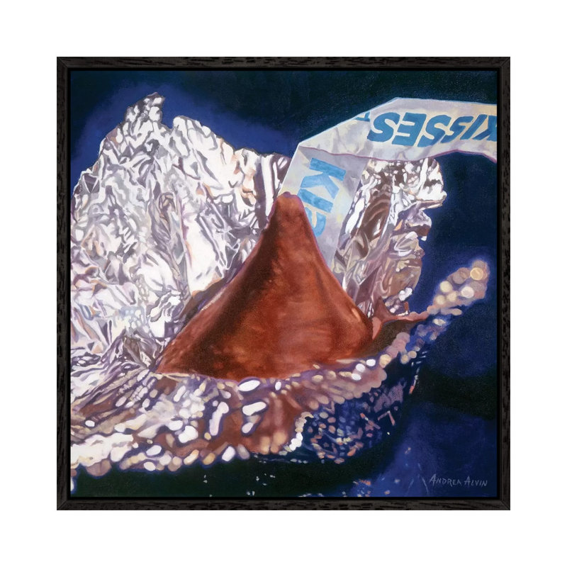 Blue Kiss by Andrea Alvin - Print on Canvas, Black Framed, 66.04 cm H x 66.04 cm W