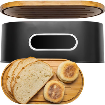 Natural Wooden Bread Box, Durable Countertop Bread Storage Bin for Kitchen Organization
