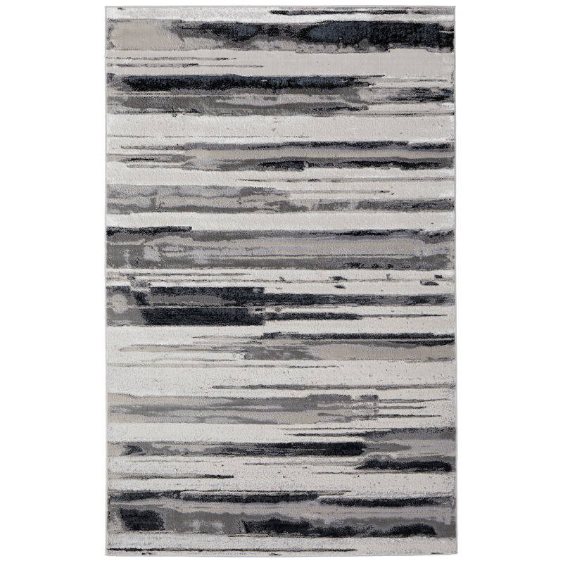 Tapis argenté / noir / gris argenté / noir Devia, Rectangle 13 pi x 20 pi