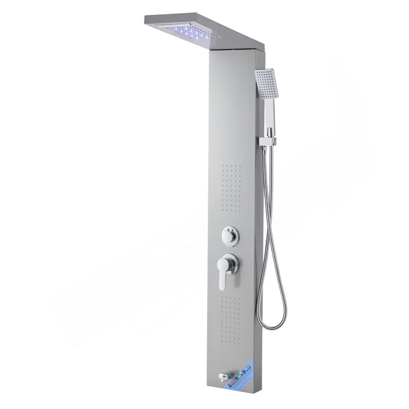 Système de tour de douche avec colonne en acier inoxydable et tête de chute d'eau 5 modes