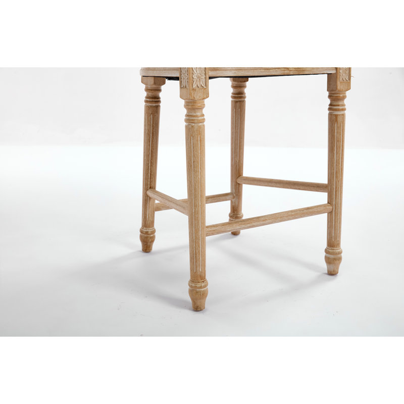 Ensemble de 2 chaises de bar French Country de 30 po de hauteur, rembourrées avec dossier rond, tréfilage et techniques de sculpture, démontables, pour le salon, la cuisine, le restaurant