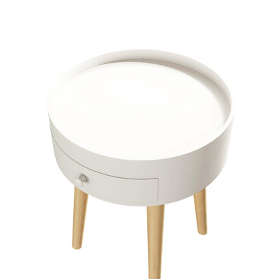 Table basse 39,37 "ronde avec rangement Table d'appoint moderne en placage de bois massif pour salon, chambre à coucher, appartement ou bureau