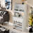 Buffet With Hutch And Foldable Dining Table, Storage Shelves, Side Hooks And A Cabinet With Sliding Doors-1561551915-1561551926