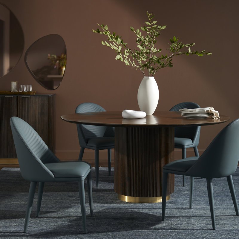Rylee Modern Dining Table, Brown, Black/Gold