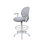 Swivel Office Stool, Flip-Up Arms And White Footring, Gray Mesh Back