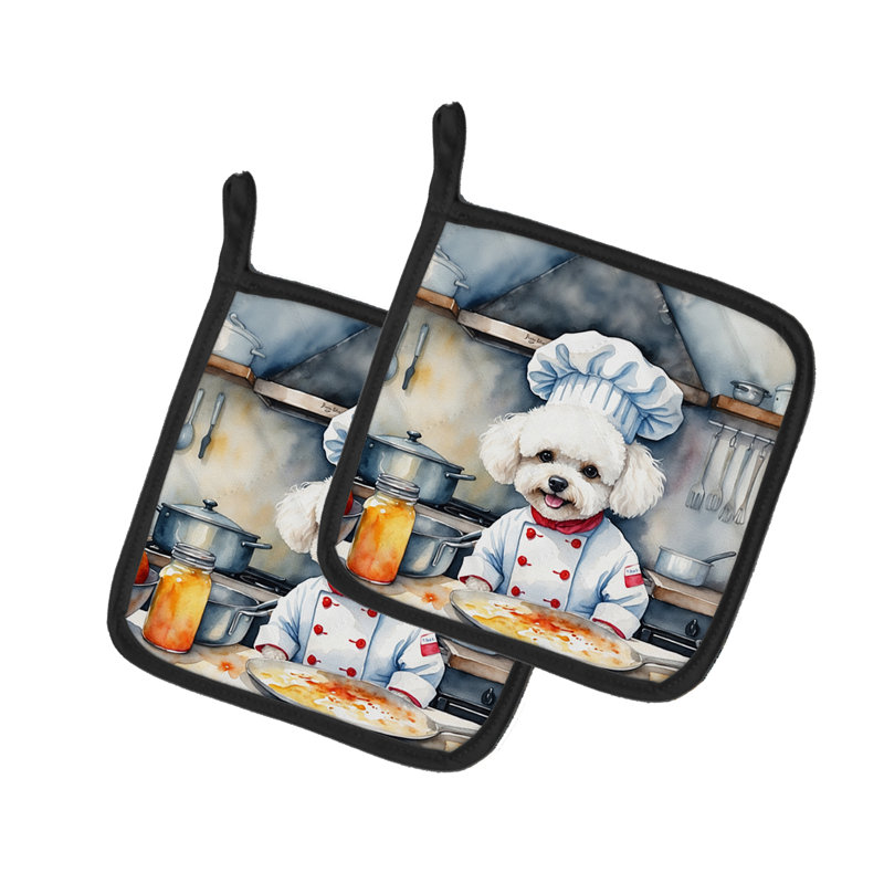 Caroline's Treasures The Dog Chef Polyester Potholder Set
