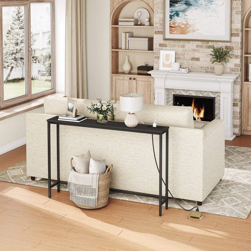 Corkhill 47.2'' Console Table with Power Outlets, Black