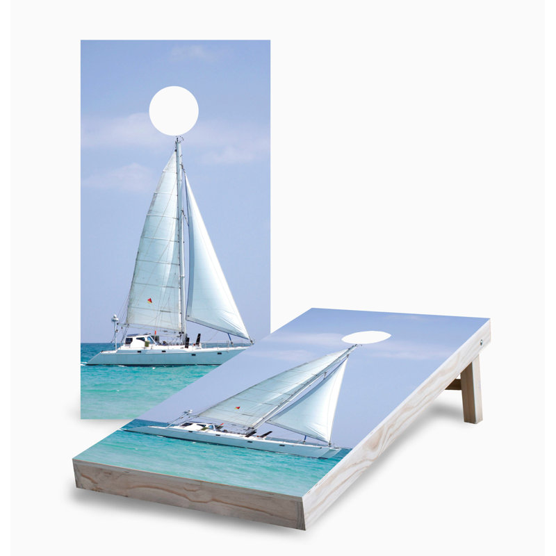 Ensemble de planches cornhole voilier V2 2 x 4 | Comprend (2) planches (8) sacs et accessoires optionnels