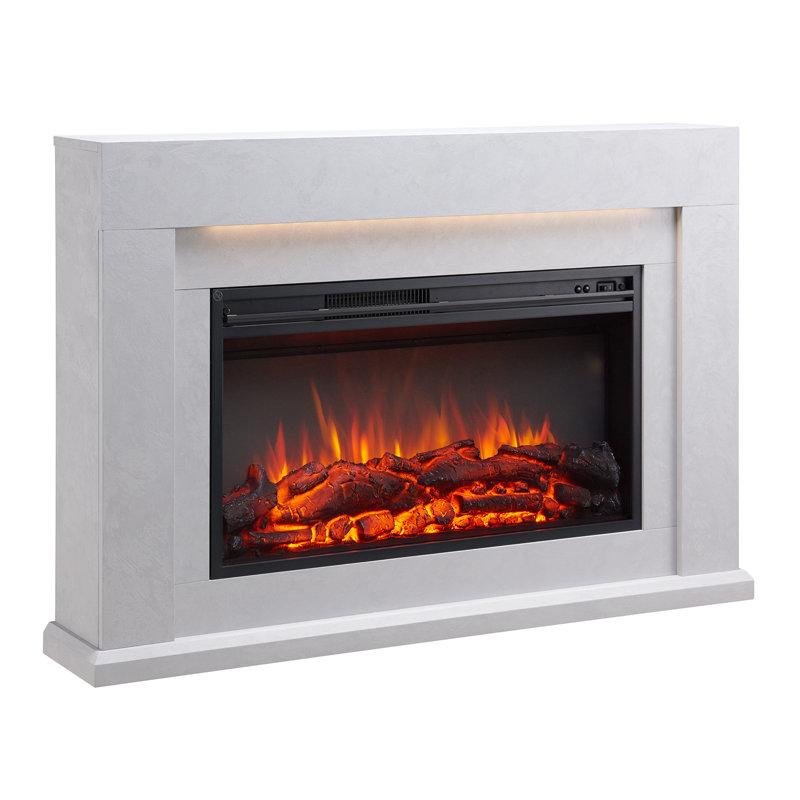 MADURA FLAMME Electric Fireplace with, 82cm H x 120cm W x 25cm D, Cement Grey