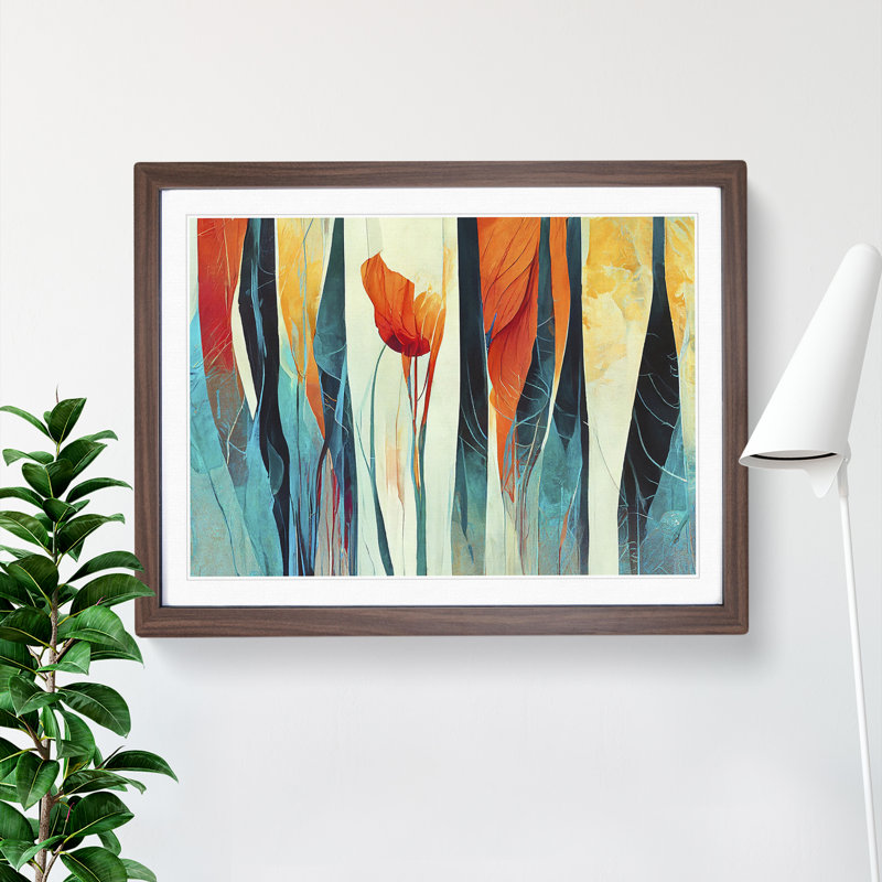 Floral Abstract Vol.3 - Single Picture Frame Print, Walnut Framed, 46cm H x 64cm W x 2cm D